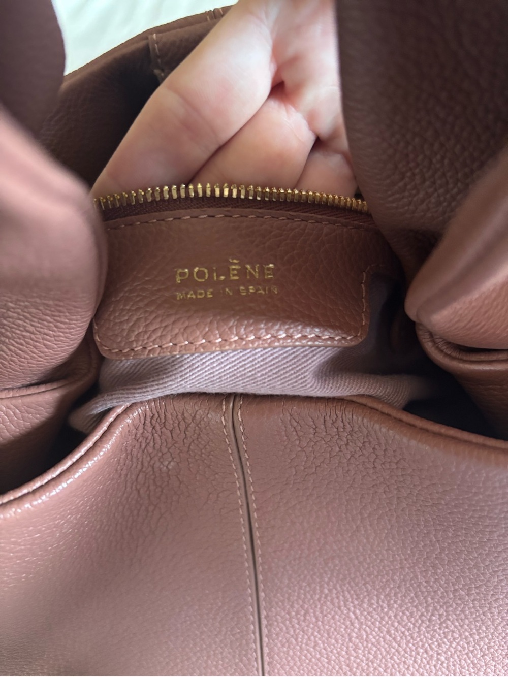 Polène Pink Pebbled Leather Shoulder Bag - Picture 5 of 11